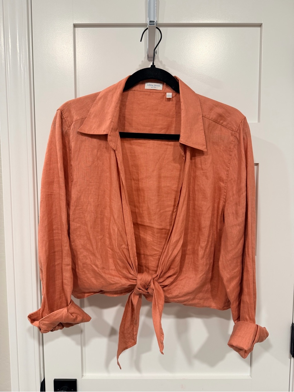 Aritzia connection linen blouse in kiln pink Tie-Front Button-Down Shirt
